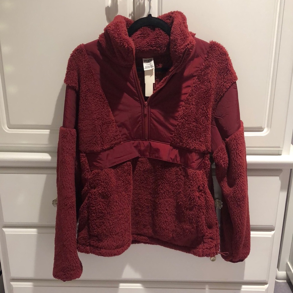 VS PINK Fuzzy Half-Zip Pullover